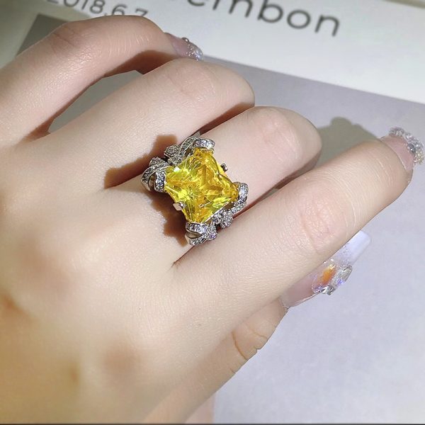 yellow crystal ring natural gem - Image 2