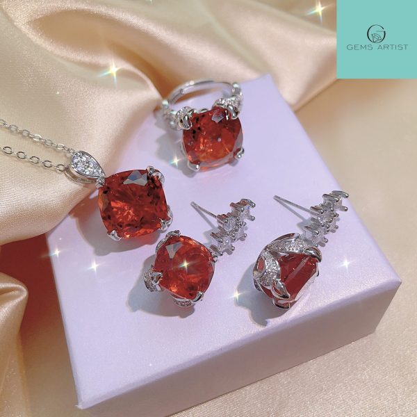 ruby gemstone set earrings ring necklace