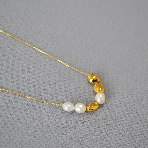 Natural Baroque Pearls pure gold plated Vintage necklace - Image 3