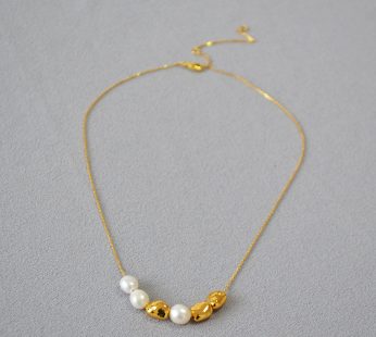 Natural Baroque Pearls pure gold plated Vintage necklace