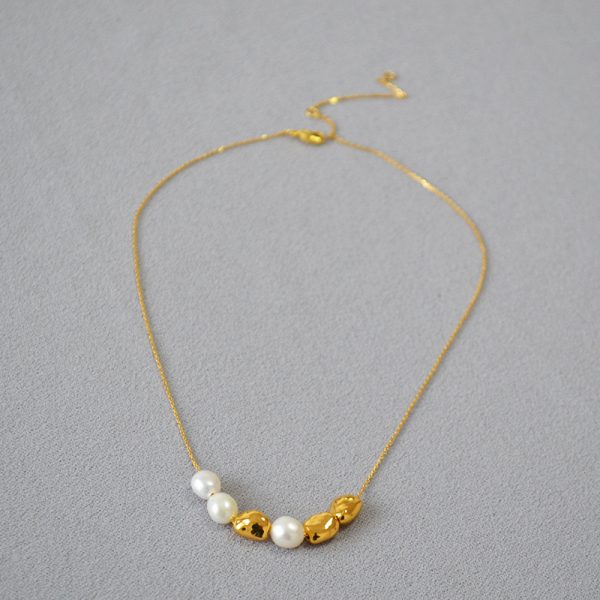 Natural Baroque Pearls pure gold plated Vintage necklace