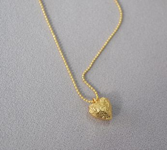 lava style heart shape pure gold plated necklace ,small heart shape, vintage necklace