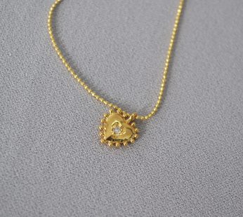 heart shape with zircon diamond necklace pure gold plated necklace