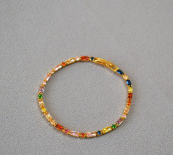 multi-color zircon diamond bracelet pure gold plated
