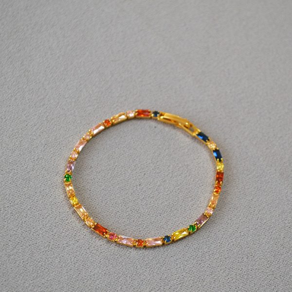 multi-color zircon diamond bracelet pure gold plated