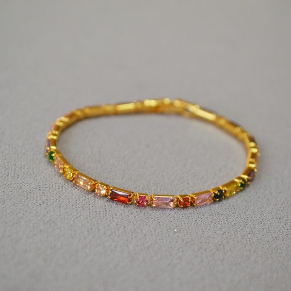 multi-color zircon diamond bracelet pure gold plated - Image 2