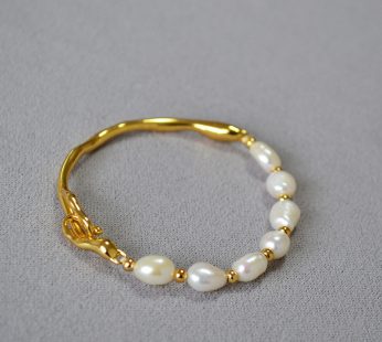 natural baroque pearls bracelet pure gold plated