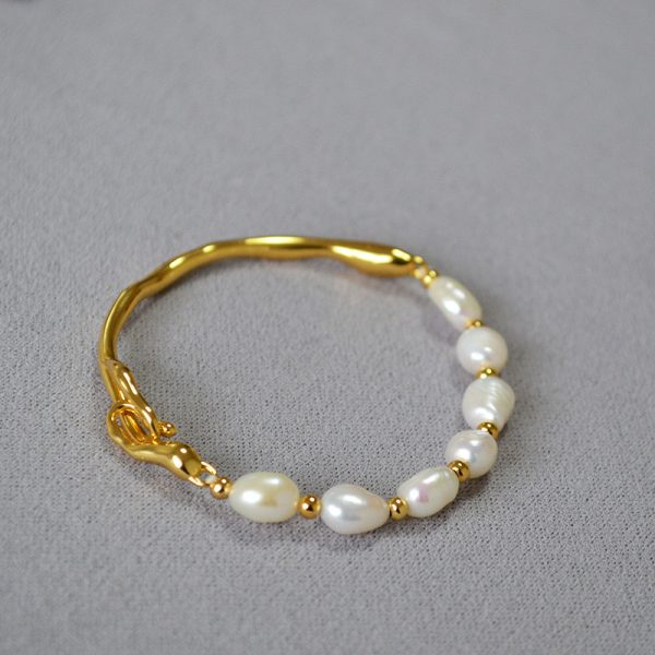 natural baroque pearls bracelet pure gold plated