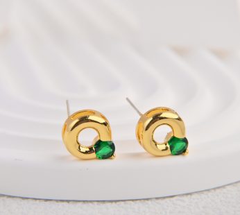 emerald gemstone with pure gold plated earrings