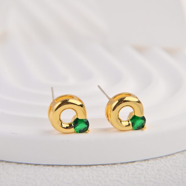 emerald gemstone with pure gold plated earrings