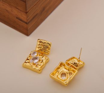 lava with zircon diamond earrings pure gold plated earring