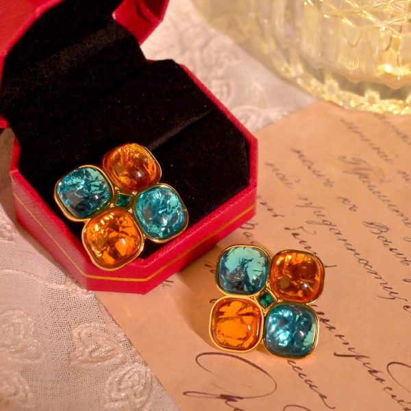 multi  color gemstone earrings candy style