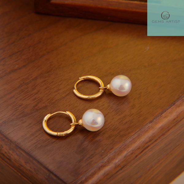 simple fashion pearls earrings pure gold plated