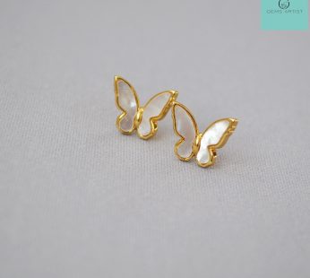 vintage shell beads earrings pure gold plated ,elegant butterfly earrings