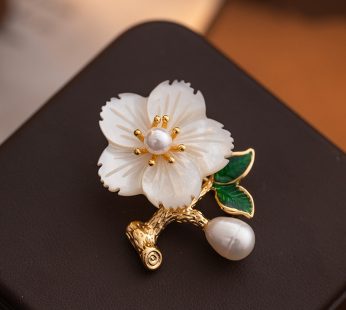 vintage flower with baroque pearl brooch