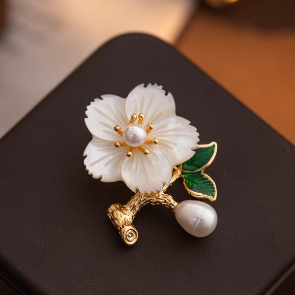 vintage flower with baroque pearl brooch