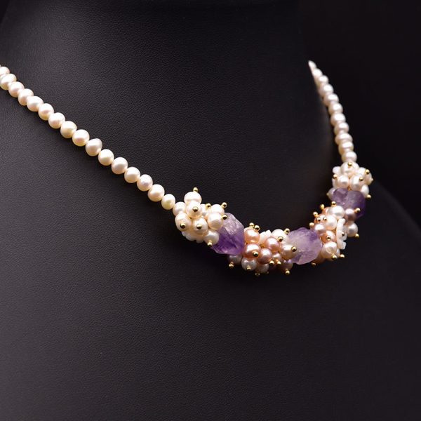 luxury baroque pearls necklace with crystal