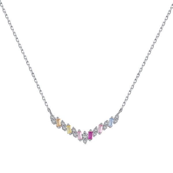 full silver necklace 6 colors zircon diamond