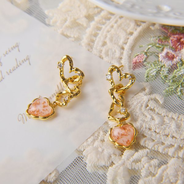 3 heart shape earrings French style vintage earrings