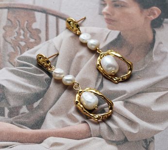 Elegant Natural Pearl Earrings 18K Gold Plated