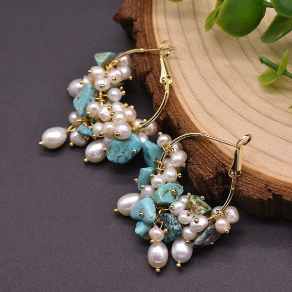 Vintage Blue Stoned Pearl Earrings