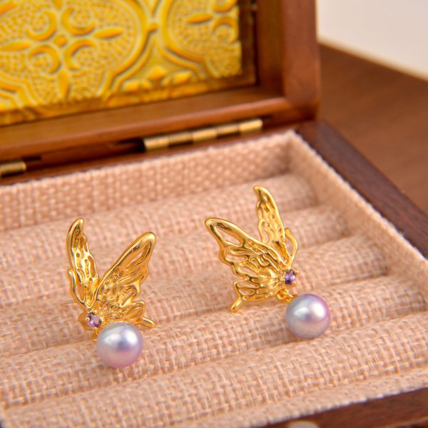 butterfly earrings with pearls French jewelry